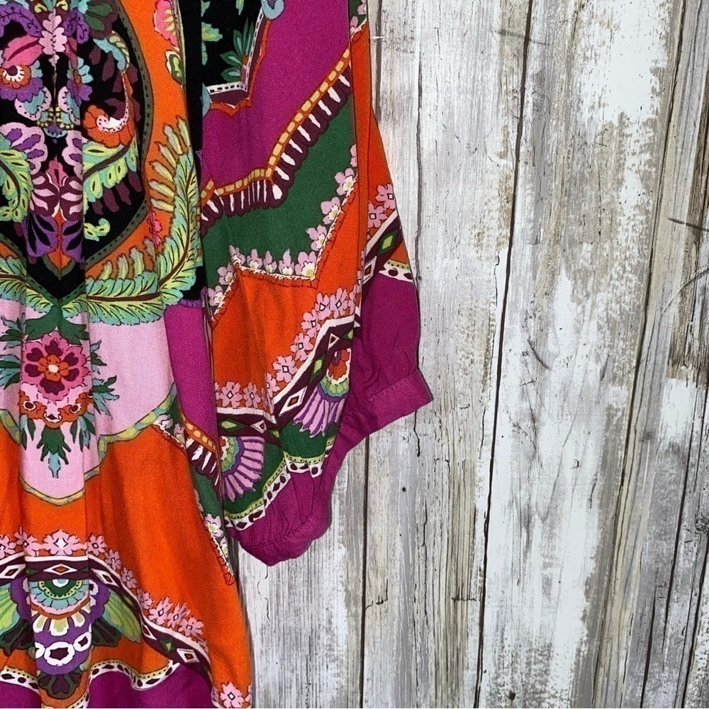 Rachel Zoe Boho Floral Print 3/4 Sleeve Peasant Blouse 1X Plus Size - Picture 3 of 6